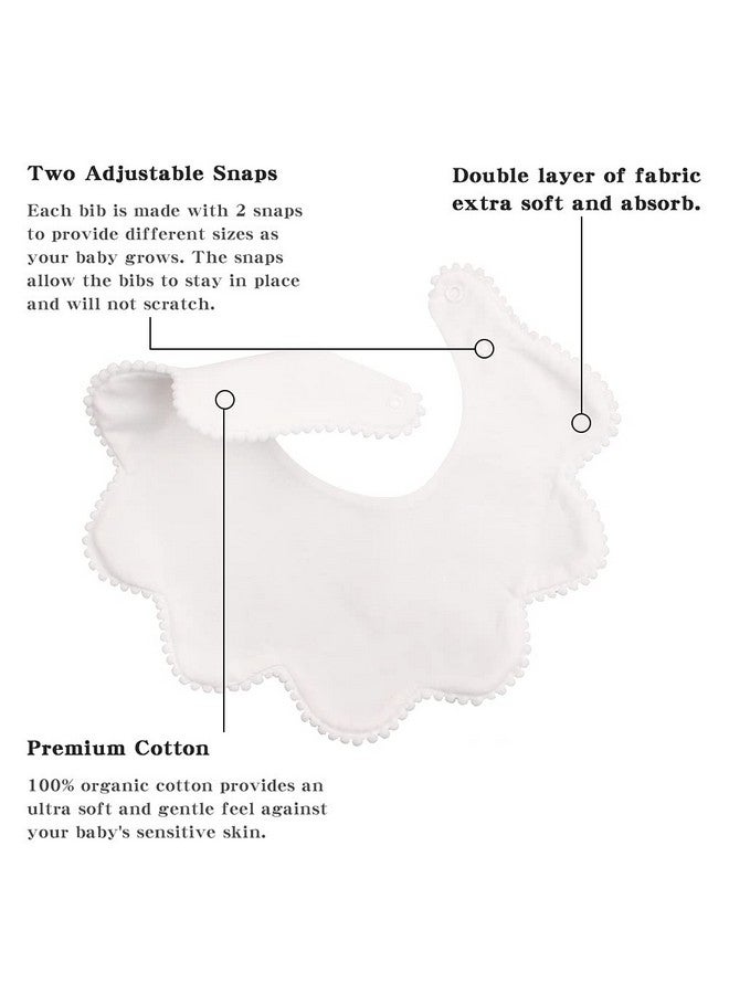 JANGANNSA 3 Pcs White Flower Baby Bibs Infant Burp Clothes For Baby Girls Saliva Towel Cotton Infant Toddler Girls Bibs (3Pcswhite) - Image 5