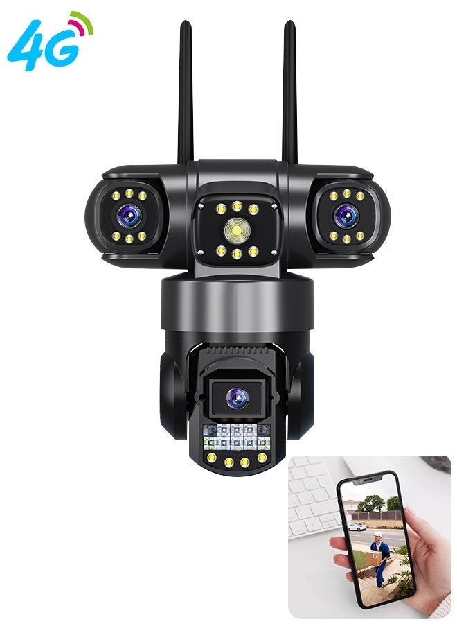 v380 4G LTE Security Camera 200W Triple Lens with SIM Card Support, Color Night Vision, H.265 Video, Wall Mount IP Surveillance Camera for Home, Shop and Office Remote Monitoring - Image 1