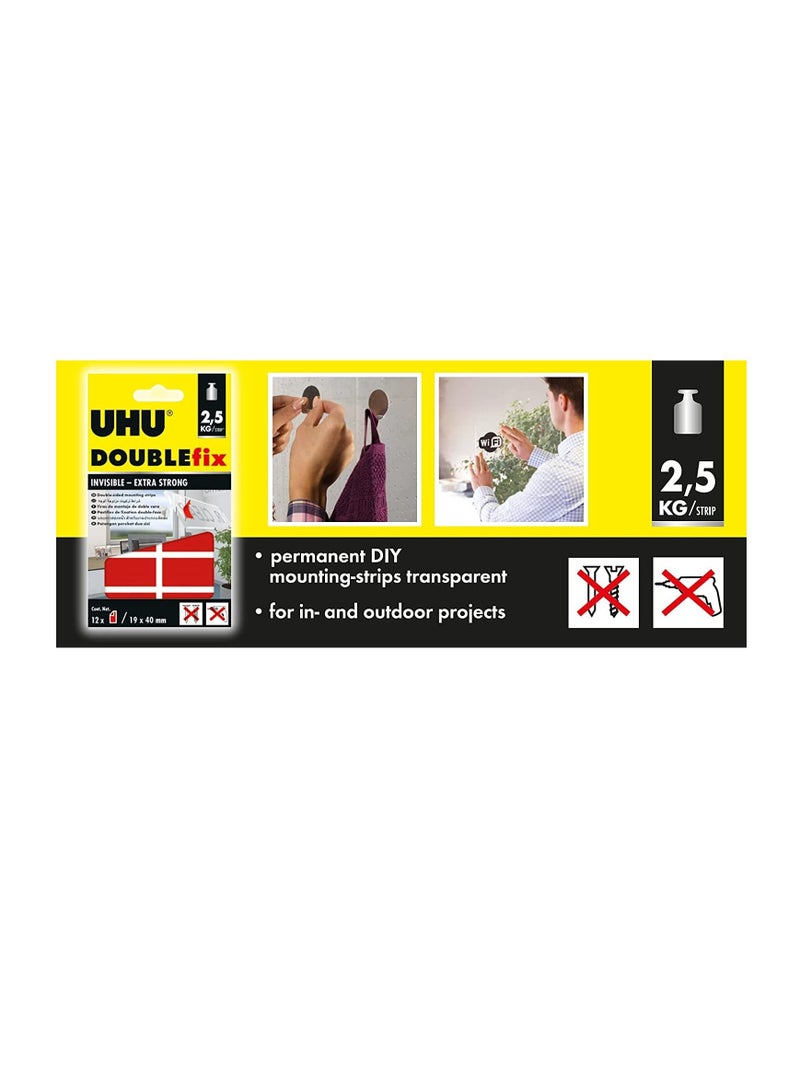 UHU شرائط التثبيت ذات الوجهين من Doublefix مكونة من 12 قطعة - Image 2