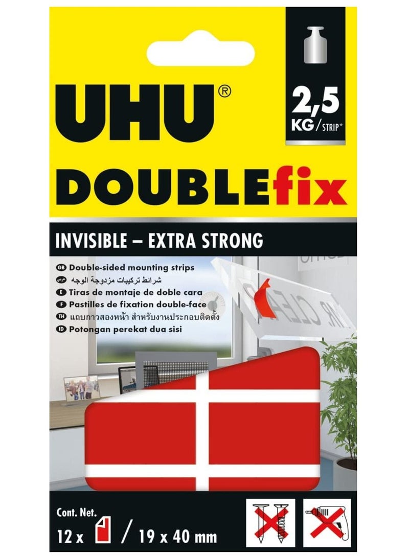 UHU شرائط التثبيت ذات الوجهين من Doublefix مكونة من 12 قطعة - Image 1