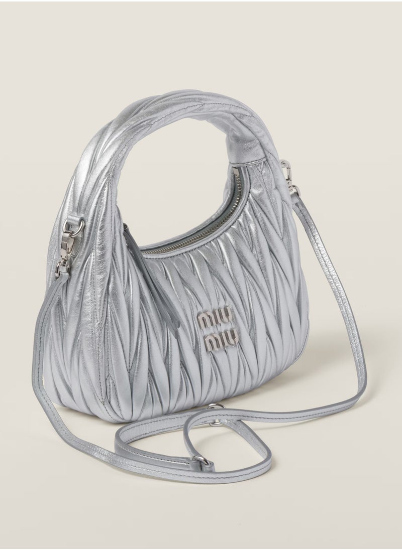 Miu Miu MIU Wander Matelassé Nappa Leather Hobo Bag, Women's Tote Bag, Womens Cross-Body Bag, Women's Hand Bag, Women's Shoulder Bag, Women's Travel Bag, Silver  - Image 2