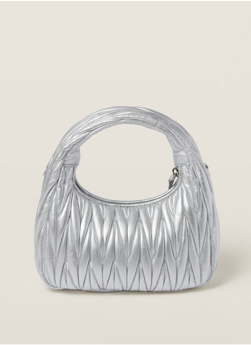 Miu Miu MIU Wander Matelassé Nappa Leather Hobo Bag, Women's Tote Bag, Womens Cross-Body Bag, Women's Hand Bag, Women's Shoulder Bag, Women's Travel Bag, Silver  - Image 3