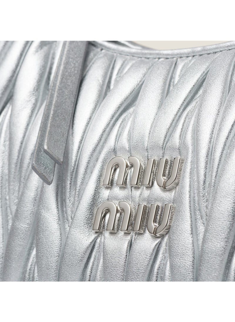 Miu Miu MIU Wander Matelassé Nappa Leather Hobo Bag, Women's Tote Bag, Womens Cross-Body Bag, Women's Hand Bag, Women's Shoulder Bag, Women's Travel Bag, Silver  - Image 5