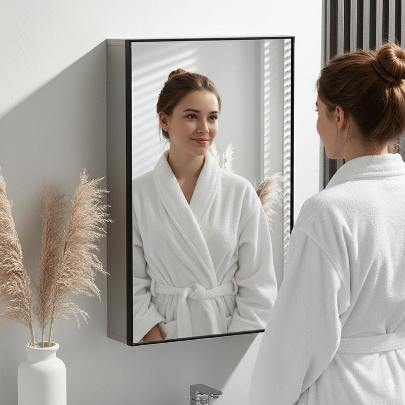 Sharpdo Bathroom Mirror Cabinet -50x60x10cm- Wall-Mounted Mirror with Waterproof,Mirror for Small Bathroom Vanity,Silver - Image 3