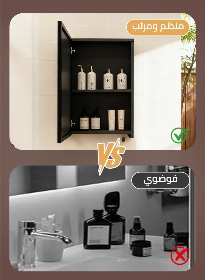 Sharpdo Bathroom Mirror Cabinet 50x60x10cm Wall Mounted Medicine Cabinet, HD Anti‑Fog Vanity Mirror with 2‑Tier Hidden Storage, Wall Mirror Cabinet for Bathroom Vanity - Image 4