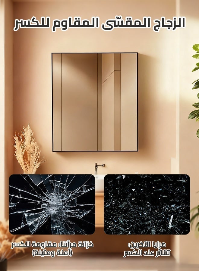 Sharpdo Bathroom Mirror Cabinet 50x60x10cm Wall Mounted Medicine Cabinet, HD Anti‑Fog Vanity Mirror with 2‑Tier Hidden Storage, Wall Mirror Cabinet for Bathroom Vanity - Image 3