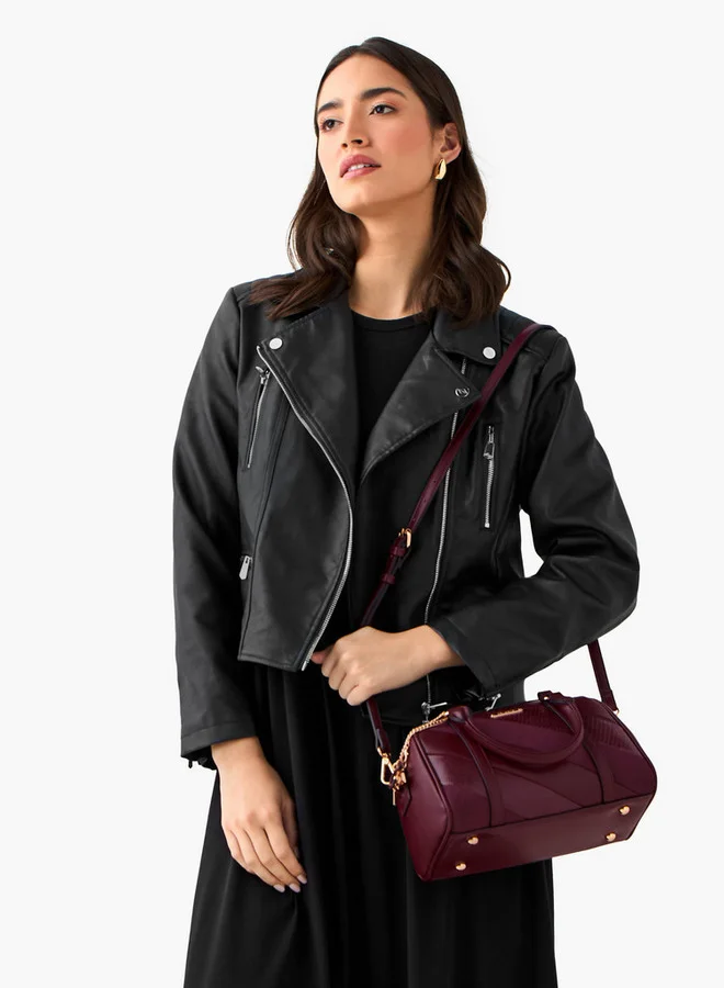 Celeste Panelled Tote Bag with Detachable Strap and Zip Closure