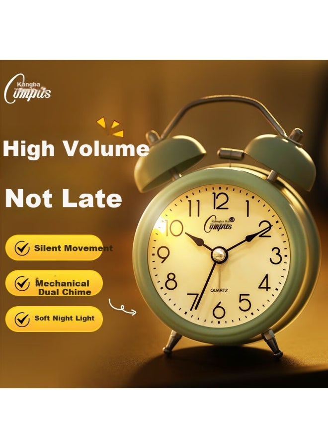 Compas Children'S Day Gift Mini Night Light Alarm Clock Bedroom Bedside Clock Family Student Children'S Alarm Clock With Loud Alarm Clock Artifact Back To School Season Essential 2314B Green