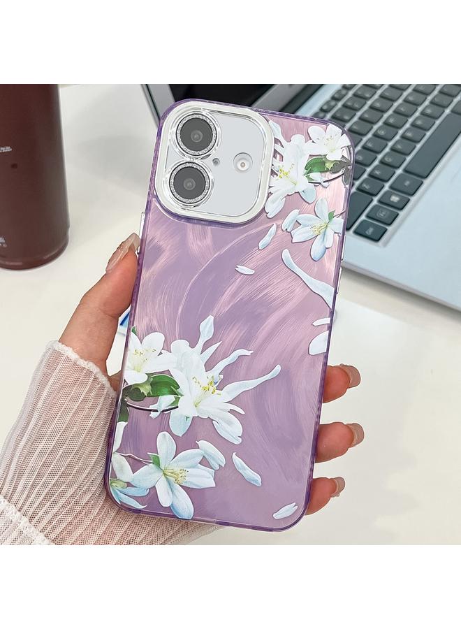 S-TOP Case For iPhone 16 Electroplating Flowers Plants Texture TPU Phone Case - Image 1