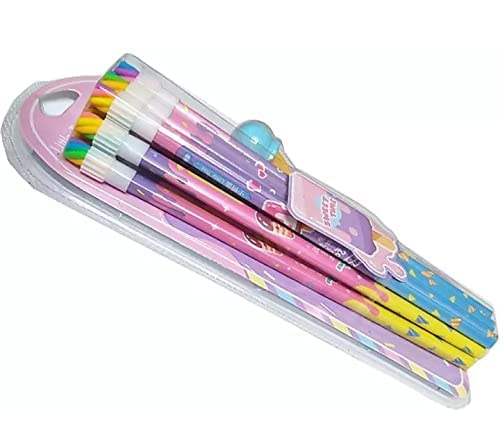 Mayatra's مجموعة أقلام رصاص HB بتصميم آيس كريم فريدة من نوعها من مايتراترا، 12 قطعة مع ممحاة علوية وممحاة آيس كريم، مجموعة قرطاسية مدرسية فاخرة للأطفال، للرسم والتخطيط - Image 5