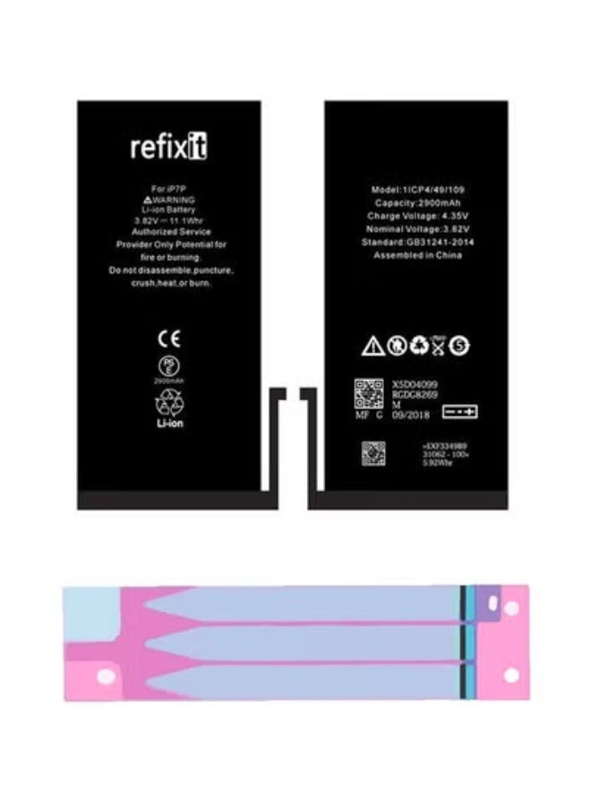 Refixit High-Capacity 2900 mAh Replacement Battery for iPhone 7 Plus – Rechargeable Li‑Ion Power Cell with Protection Circuit – Restore Battery Health & Fix Drain/Shutdown Issues – Compatible with iPhone 7 Plus – Black - Image 2