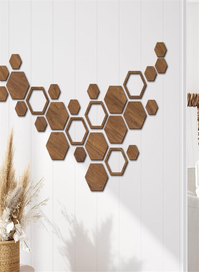 KimDaro Hexagon Wood Wall Art, 27 PCS Modern Hollow Wooden Honeycomb Wall Stickers, DIY Modern Geometric Wood Wall Art Decor, 3D Wooden Hexagon Wall Tiles for Living Room, TV Background, Office - Image 5