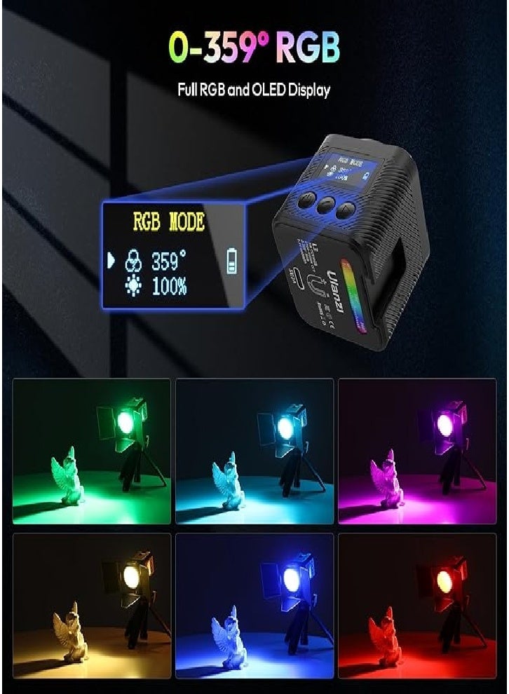 يولانزي مصباح فيديو LED L3 RGB، مجموعة إضاءة كاميرا مغناطيسية 2700-7000 كلفن، إضاءة تصوير فوتوغرافي قابلة للتعتيم مع مظلة شمسية للهواتف الذكية وكاميرات الحركة وكاميرات DSLR - Image 2