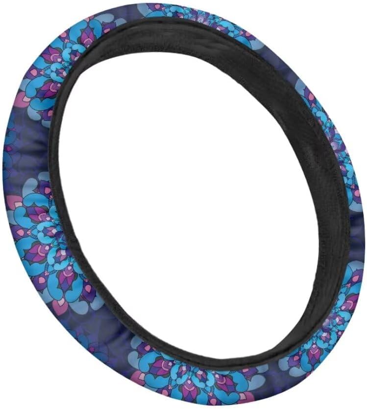 Car Steering Wheel Cover for Women and Men,Non-Slip Breathable Steering Wheel,Universal 14.5"-15" Fit for Cars and SUVs(Blue Datura Petals) - Image 3