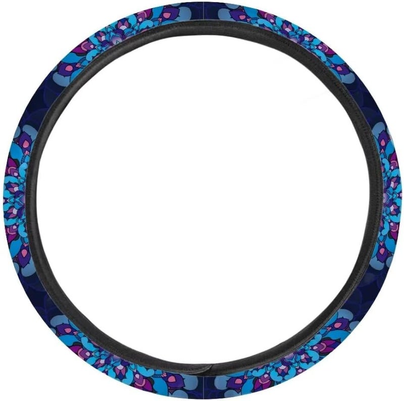 Car Steering Wheel Cover for Women and Men,Non-Slip Breathable Steering Wheel,Universal 14.5"-15" Fit for Cars and SUVs(Blue Datura Petals) - Image 2