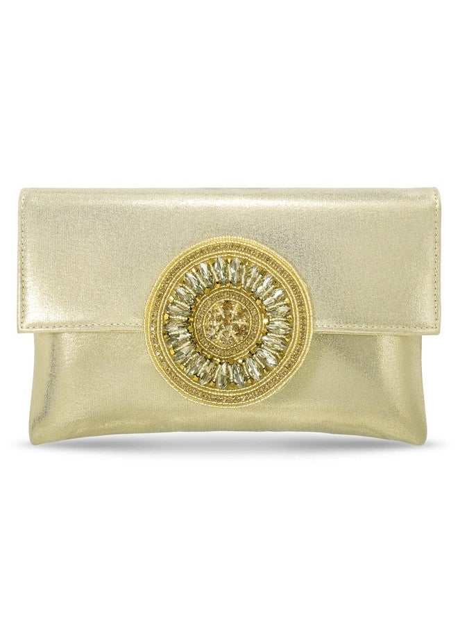 Peora Gold-Toned Textured Purse Clutch for women (C32G) - Image 1