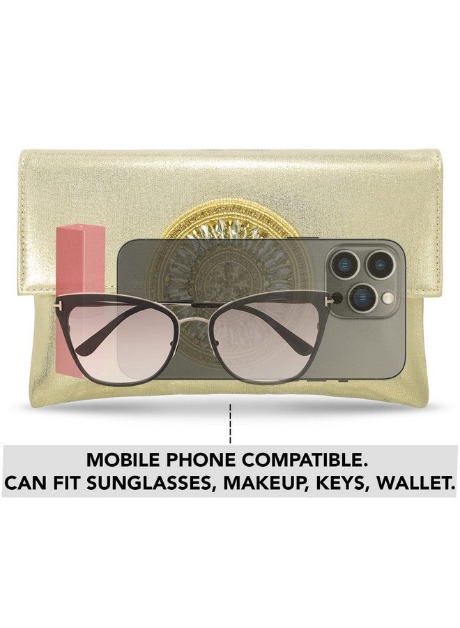 Peora Gold-Toned Textured Purse Clutch for women (C32G) - Image 2