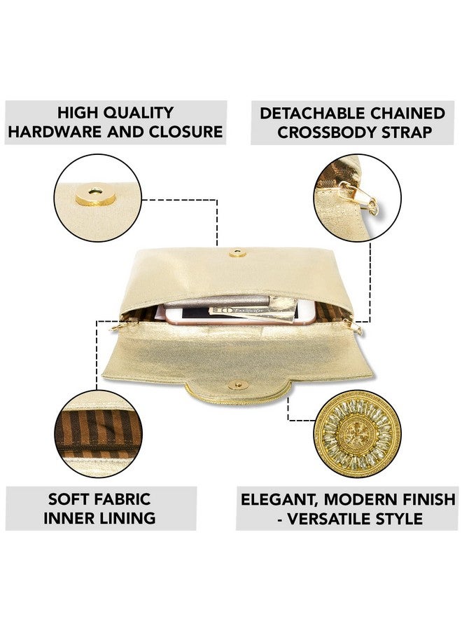 Peora Gold-Toned Textured Purse Clutch for women (C32G) - Image 3