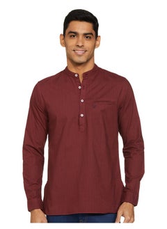 ألين سولي قميص كورتا رجالي قصير بأكمام طويلة من ألين سولي (ASKUQSTB014063_Maroon_S)  - Image 1