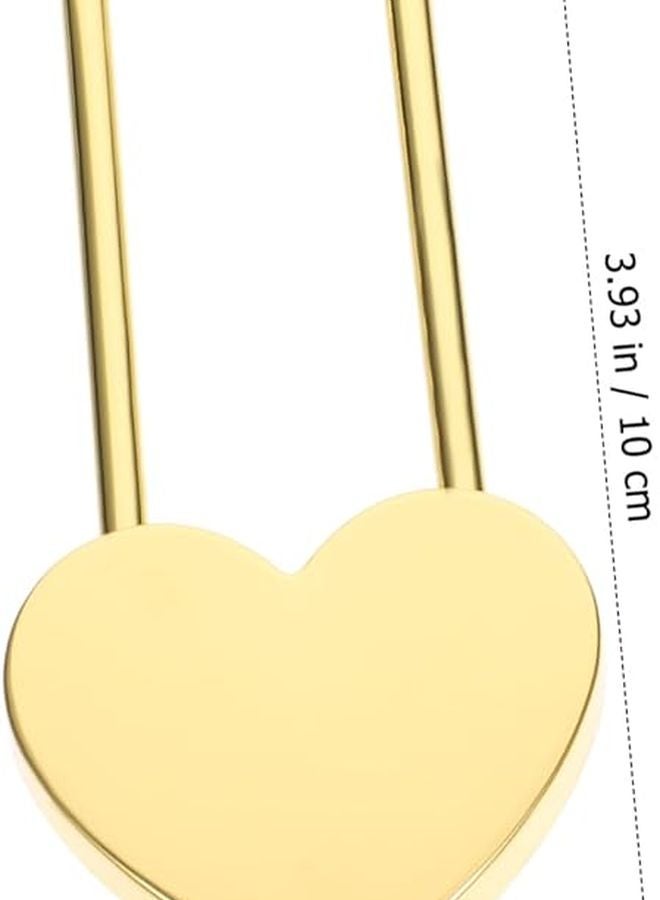 قفل ذهبي على شكل قلب مع مفتاح لصناديق المجوهرات والمذكرات والحقائب والتخزين - Image 3