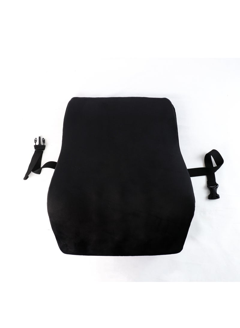 ماكس كمفورت مسند ظهر طبي مريح لوقايه من آلام الفقرات السفلية للعمود الفقري, وسادة ميموري امريكي مع غطاء من القطيفة ناعمة الملمس القابل للازالة و للغسل, لون اسود - Image 1