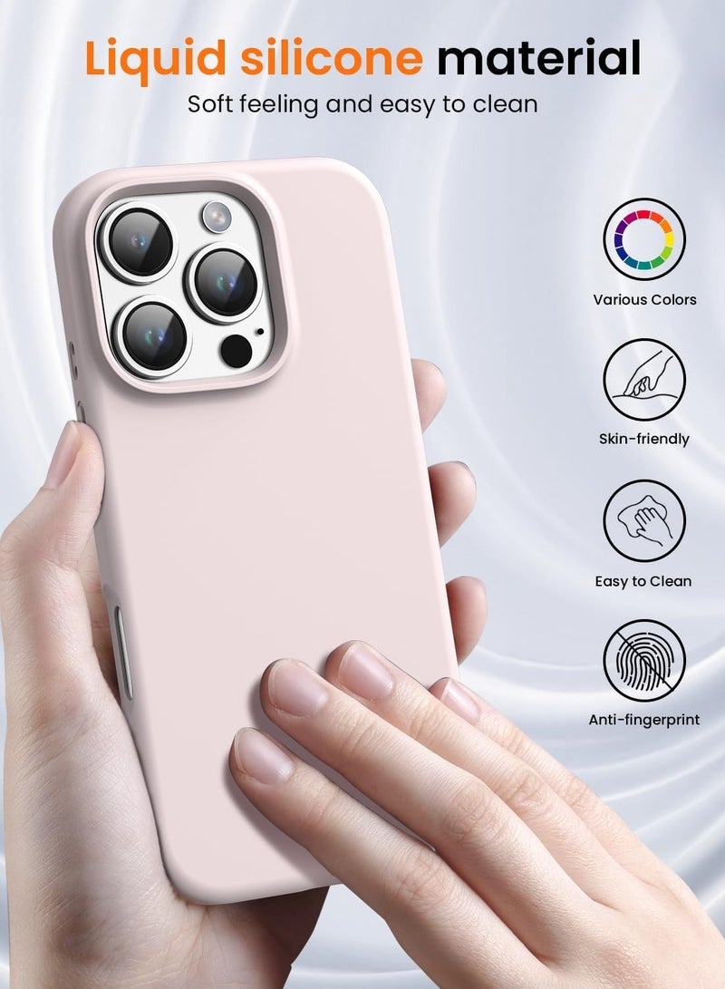 Premium Soft Silicone Case for iPhone 16 Pro Max - Silky Soft Touch Full-Body Protective Bumper in Grey Pink - Image 2