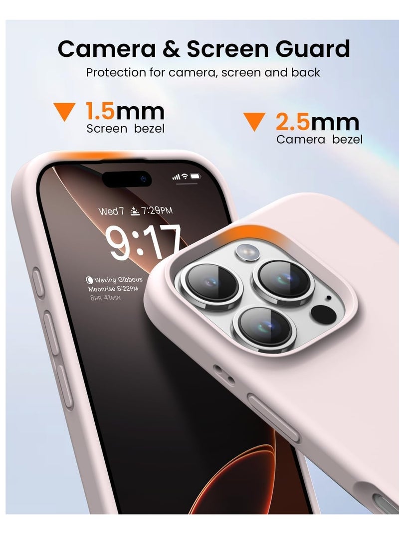 Premium Soft Silicone Case for iPhone 16 Pro Max - Silky Soft Touch Full-Body Protective Bumper in Grey Pink - Image 3