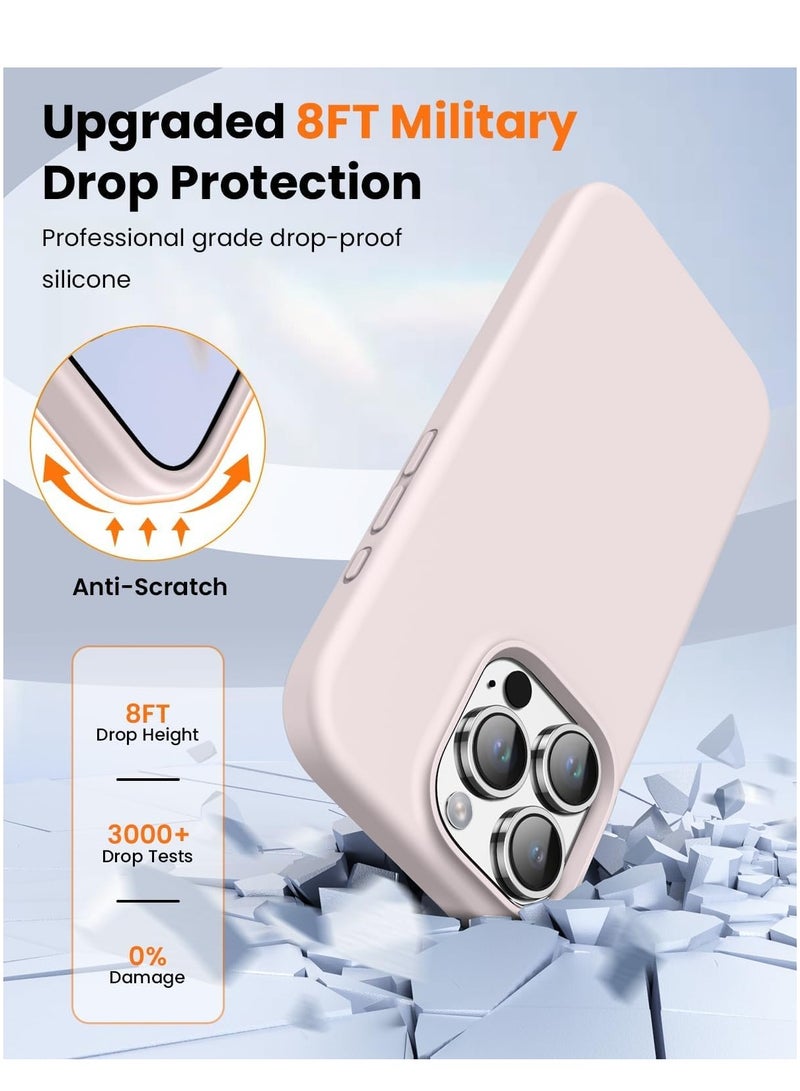 Premium Soft Silicone Case for iPhone 16 Pro Max - Silky Soft Touch Full-Body Protective Bumper in Grey Pink - Image 5