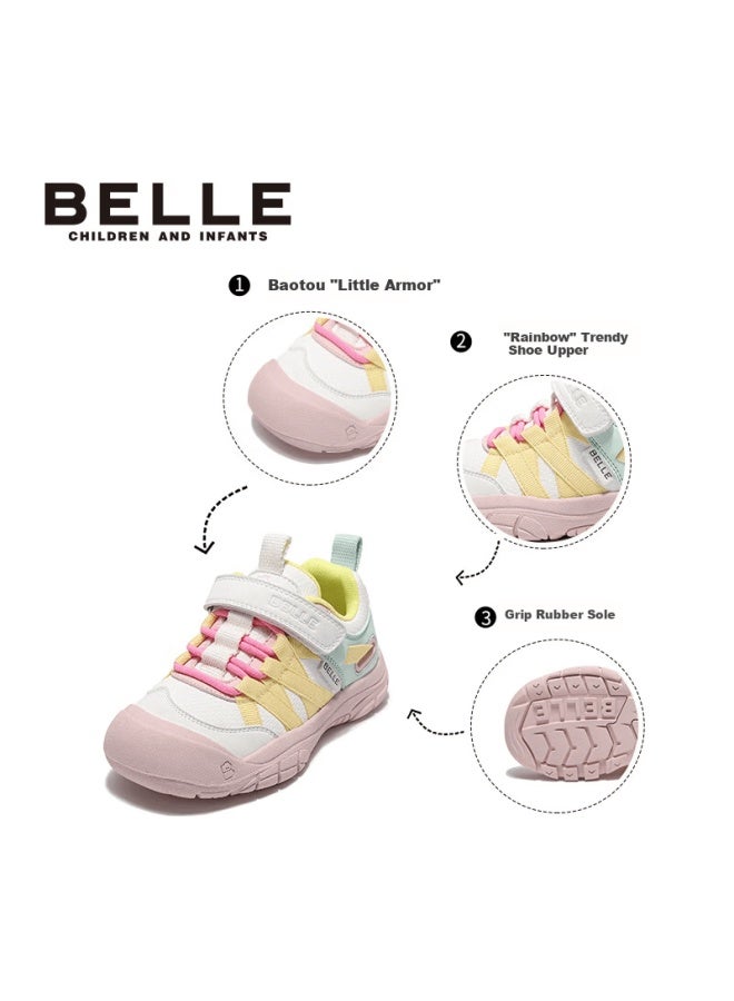 Belle Kids Sports Shoes Children's Casual Shoes Spring And Autumn Outdoor Fashion Boys And Girls Sneakers Running Shoes Beige Size 32 - Image 1