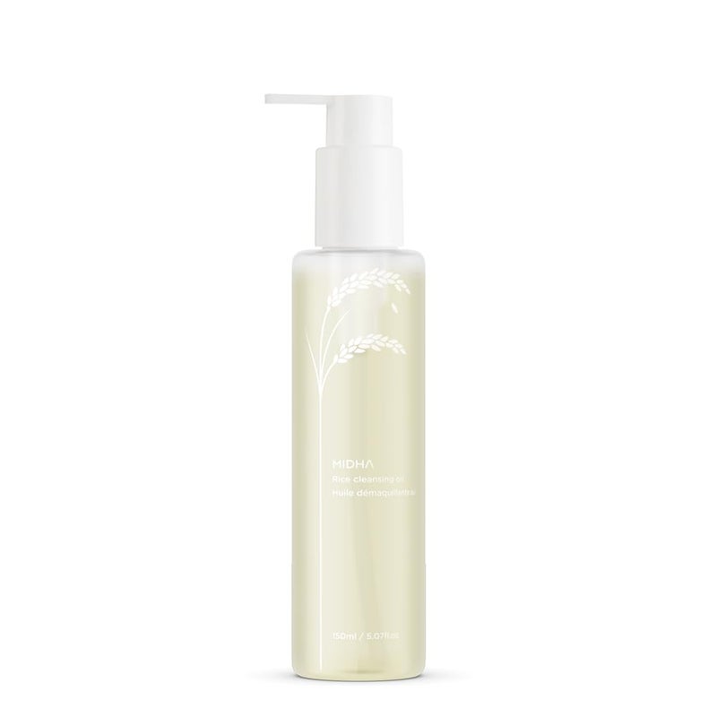 MIDHA Rice Cleansing oil for clean and mild wash for face non greasy and light texture quick emulsifying rice bran oil quick and easy makeup remove
