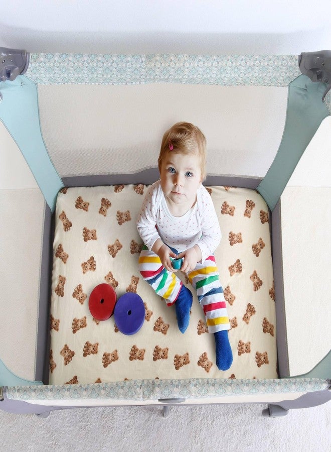 LifeTree Crib Sheets for Baby Unisex - Muslin Fitted Crib Sheets Toddler Bed Sheet, 70% Viscose from Bamboo and 30% Cotton, Fits Mini Crib & Pack and Play Playard, Bear, 26in x 38in - Image 4