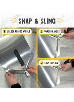 Premify Large Pizza Peel 14 Inch Stainless Steel Turning Pizza Paddle For Baking With Folding Handle For Indoor &AndOutdoor Pizza Oven - Lightweight Pizza Turning Peels For Baking Homemade Pizza Bread  - Image 3
