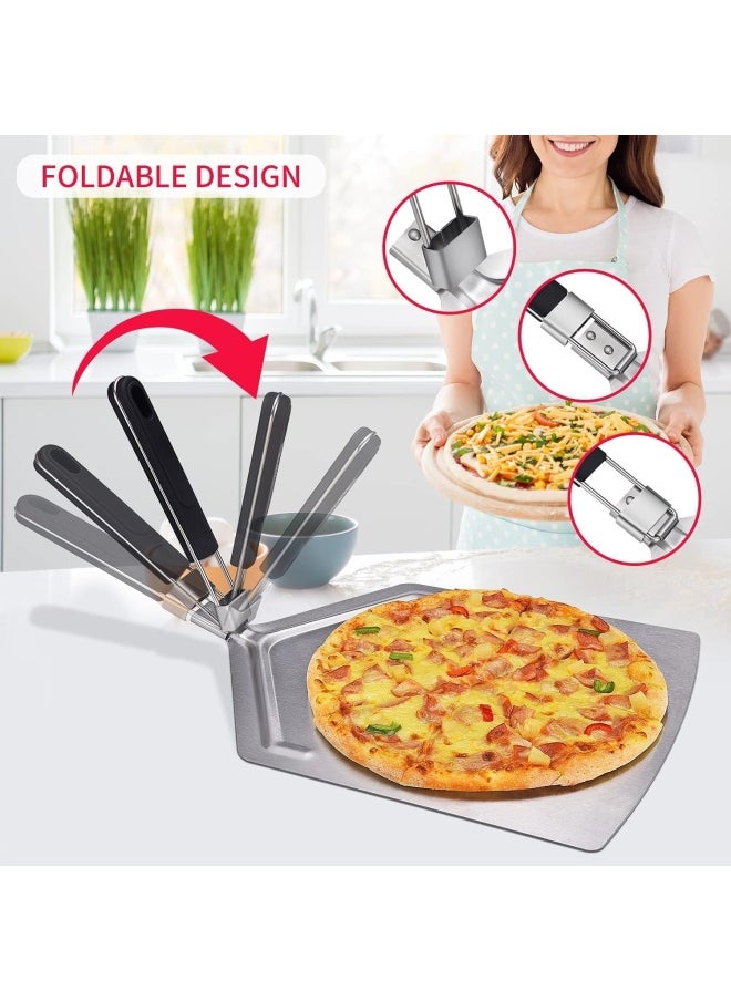 Premify Large Pizza Peel 14 Inch Stainless Steel Turning Pizza Paddle For Baking With Folding Handle For Indoor &AndOutdoor Pizza Oven - Lightweight Pizza Turning Peels For Baking Homemade Pizza Bread  - Image 5