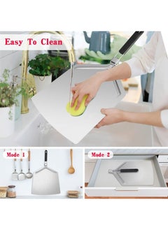 Premify Large Pizza Peel 14 Inch Stainless Steel Turning Pizza Paddle For Baking With Folding Handle For Indoor &AndOutdoor Pizza Oven - Lightweight Pizza Turning Peels For Baking Homemade Pizza Bread  - Image 2