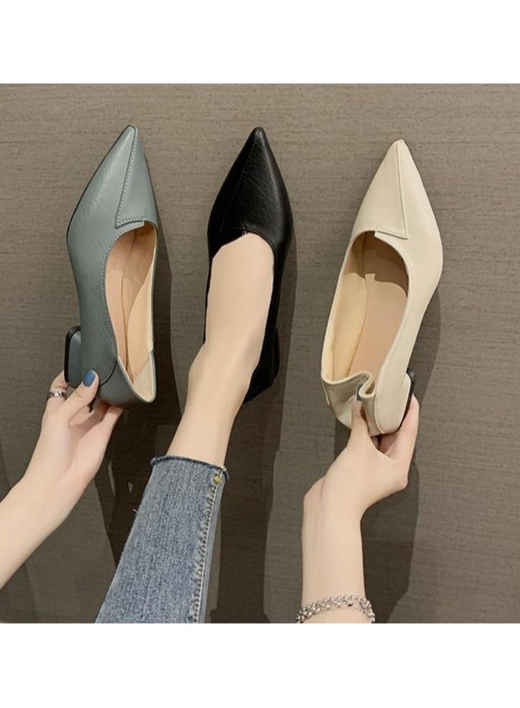 KUYING Single Shoe Women's Thick Heel Versatile Shoes  - Image 3