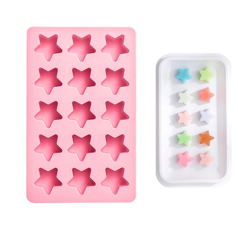 MayeBridge Cute Ice Cube Trays Silicone Chocolate Mold Wax Melt Molds Easy Release Ice Trays Non-Stick Chocolate Soap Pudding Jello Ice Cube Tray (Star) - Image 1