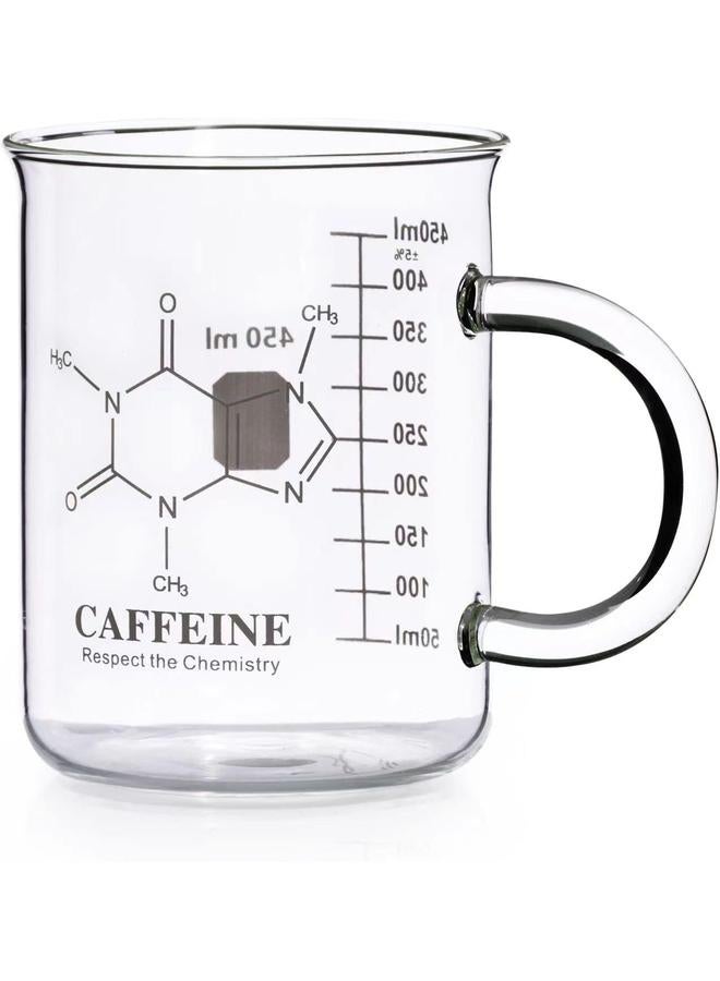 Bluejw Caffeine Beaker Mug, Caffeine Molecule Mug - Chemistry Mug 16 oz Borosilicate Glass Coffee Mugs with Handle and Measuring for Coffee, Latte, Tea or Hot and Cold Beverage - Tea Coffee Mug - Image 1