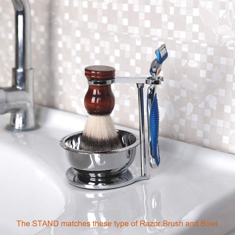 PerPro Deluxe Shaving Razor & Brush Stand with Double Layer Stainless Steel Soap Bowl Set,Compatible with Cartridge Razor,Gillette Razor,Safety Razor,Badger Shaving Brush,Gifts for Him - Image 5