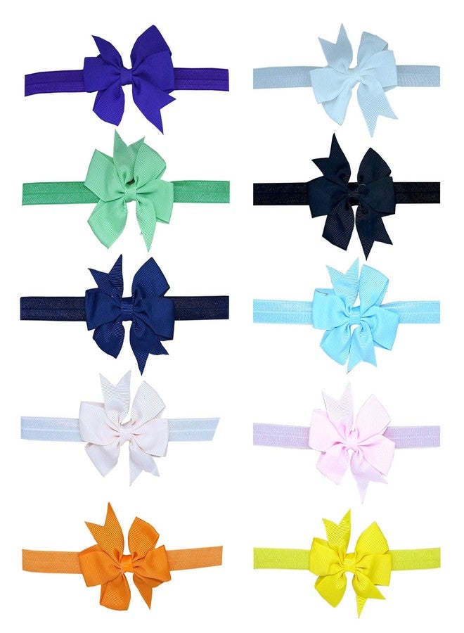FOK 10 Pc Bowknot Elastic Head Hair Bands For Babies kids Girls