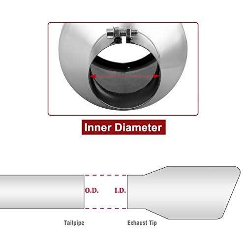 Upower Universal Diesel Trucks Car Exhaust Tip 4 Inch Inlet 6" Outlet 15" Long Stainless Steel Bolt-On - Image 3