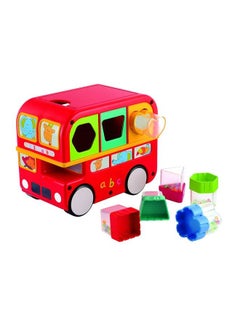 Shape Sorting Bus Educational Push Along Toy With Blocks Features Shapes Free Wheeling Colours 6 Months & Above Infant And Preschool Toys Red