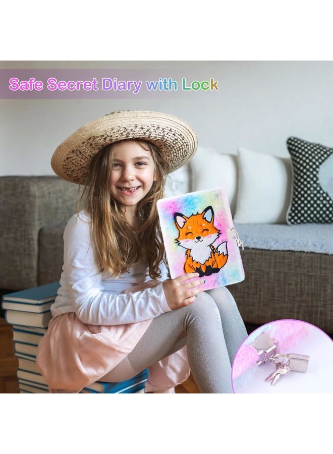 PJDRLLC Fox Diary with Lock, Gift for 8 9 10 Year Old Girl, Secret Diary Journal Notebook with Coin Purse, Multicolored Pen, Stickers, Practical Gift for Birthday Christmas - Image 4