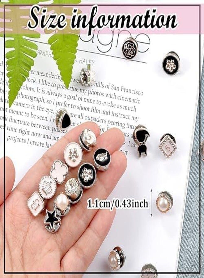 Fennec Mart Elegant Pearl Brooch Buttons No Sew Cover Up Pins with Rhinestones, Safety Button Pins for Women’s Clothing (20 pcs) - Image 3