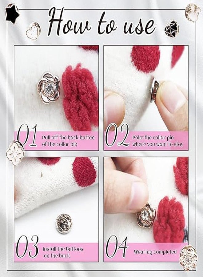 Fennec Mart Elegant Pearl Brooch Buttons No Sew Cover Up Pins with Rhinestones, Safety Button Pins for Women’s Clothing (20 pcs) - Image 4