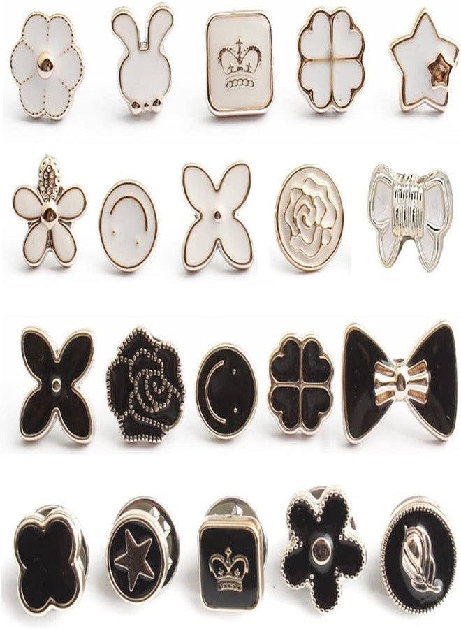 Fennec Mart Elegant Pearl Brooch Buttons No Sew Cover Up Pins with Rhinestones, Safety Button Pins for Women’s Clothing (20 pcs) - Image 1