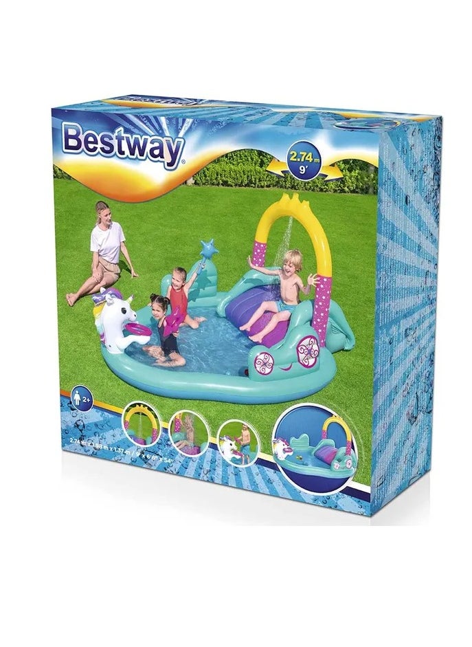 Bestway - Playcenter Magic Unicorn Carriage Play Pool,274 x 198 x 137 cm - Image 1