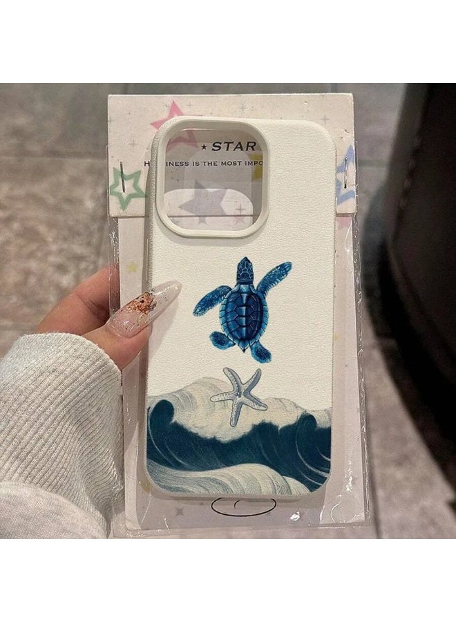 شي إن جراب هاتف من مادة TPU بنقشة الموجة البحرية القديمة , السلحفاة البحرية, نجمة البحر ، متوافق مع أيفون ١٣ بروماكس - Image 1