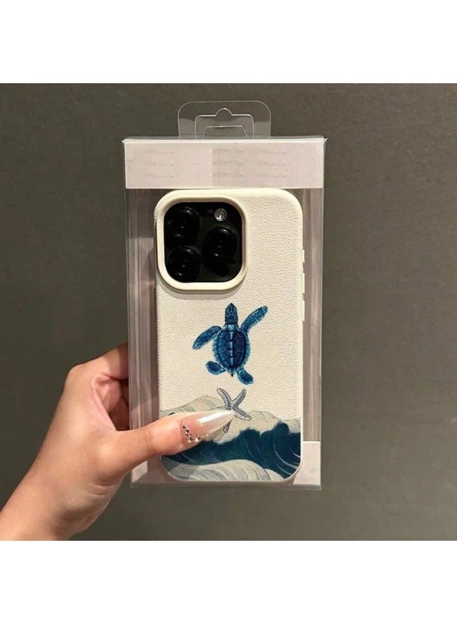 شي إن جراب هاتف من مادة TPU بنقشة الموجة البحرية القديمة , السلحفاة البحرية, نجمة البحر ، متوافق مع أيفون ١٣ بروماكس - Image 2