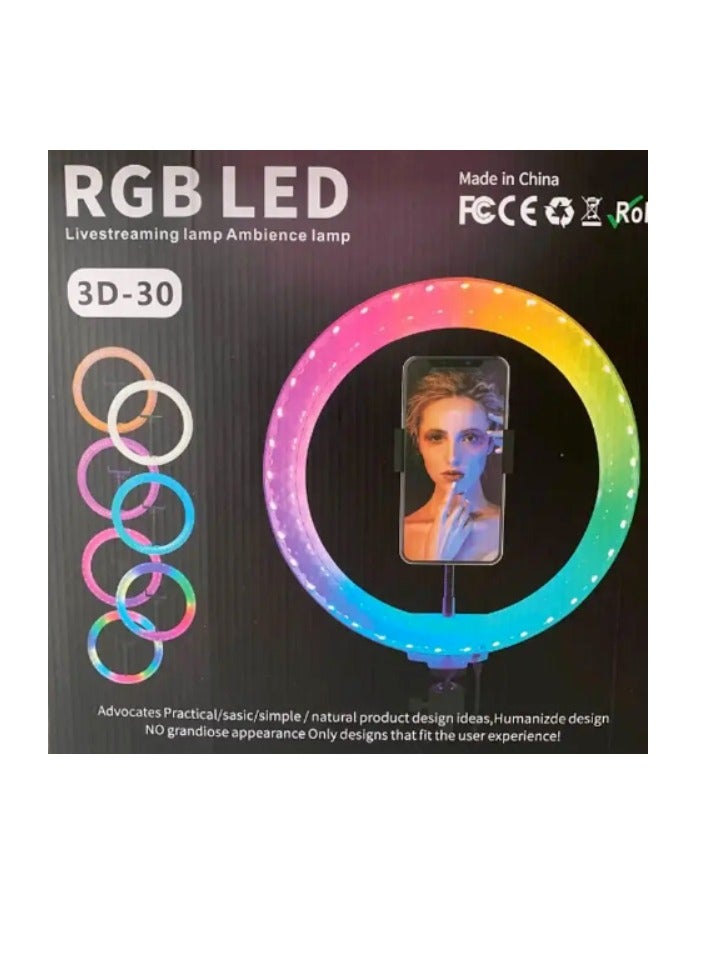 مصباح حلقي RGB LED 3D-30Live Streaming Lamp مصباح أجواء - Image 1