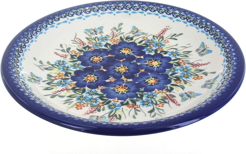 Blue Rose Pottery Blue Rose Polish Pottery Garden of Blue Dinner Plate - Image 1